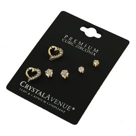 CZ Heart 3 Pairs Earring