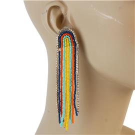 Rhinestone Beads Fringe Drop Earring