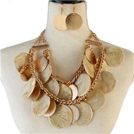 Metal Arcrylic Round 2 Ln Necklace Set