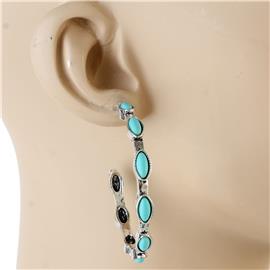 Turquoise Oval Hoop Earring