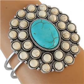 Metal Turquoise Oval Bangle