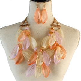 Chunky Arcrylic Marbled Necklace Set