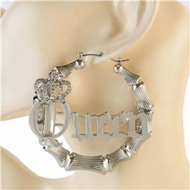 Queen Metal Hoop Earring