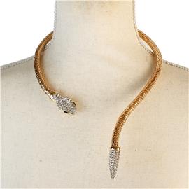 Metal Rhinestone Snake Choker