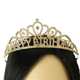 Rhinestones Happy Birthday Tear Tiara