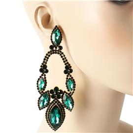 Rhinestones Leaves Chandelier Earring