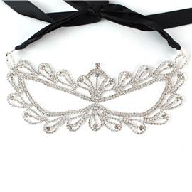 Rhinestone Tear Drop Fringed Mask