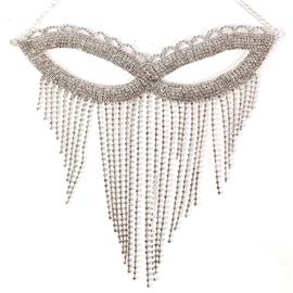 Rhinestone Tear Drop Fringed Mask