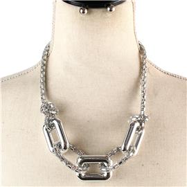 Linked Metal Necklace Set