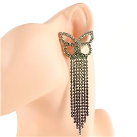 Rhinestones Long Butterfly Earring