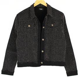 Rhinestones Black Denim Jacket