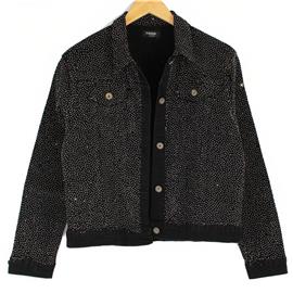 Rhinestones Black Denim Jacket