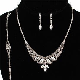 3 PC Rhinestones Necklace Set