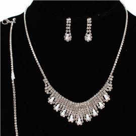 3 PC Rhinestones Necklace Set