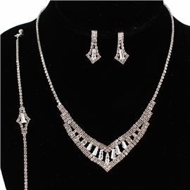 3 PC Rhinestones Necklace Set