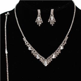 3 PC Rhinestones Necklace Set