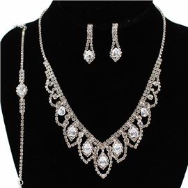 3 PC Rhinestones Necklace Set