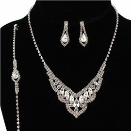 3 PC Rhinestones Necklace Set