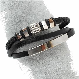 Stainless Steel Leather Bracelet