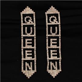 Queen Rhinestones Long Earring