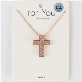 CZ Cross Charm Necklace