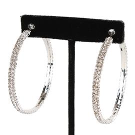 "2" Rhinestone 2 Line Hoop Earring"