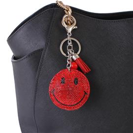 Rhinestones Happy Face Key Chain