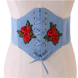 Denim Corset Roses Belt