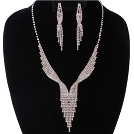 Rhinestone Twist Necklace Set