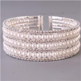 Rhinestones Pearls Multilayereds Bangle