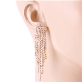 Rhinestones Fringed Square Earring