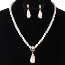 Tear Pendant Peral Necklace Set