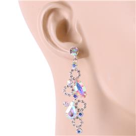 Rhinestones Leaf Round Earring