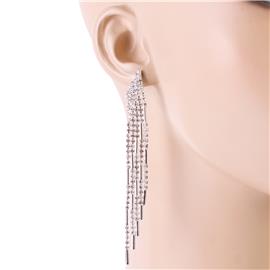 Rhinestones Fringed Long Earring