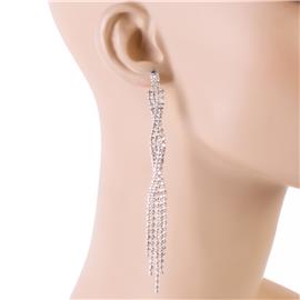 Rhinestones Long Twisted Earring