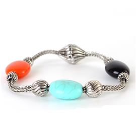 Oval Semi-Stones Metal Bracelet