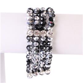 Four Layereds Crystal Beads Bracelet