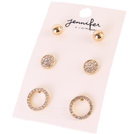 3 Pair Stud Fashion Earring Set