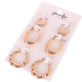 3 Pair Fashion Hoop Earring Set