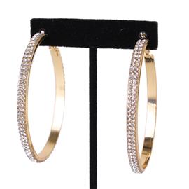 Rhinestones Oval Hoop Earring