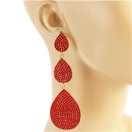 Rhinestone Teardrop Long Earring