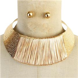 Metal Chunky Choker Necklace Set