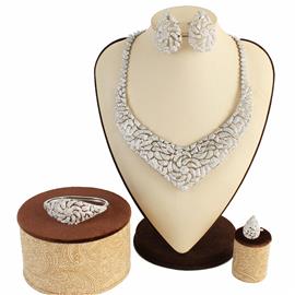 CZ Elegant V Shaped 4pcs Necklace Set