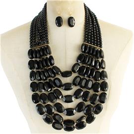 6 Line Oval Necklace Set