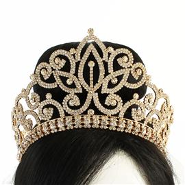 Rhinestones Curve Bottom Half Crown Tiara