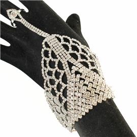 Rhinestones Casting Bracelet With Ring