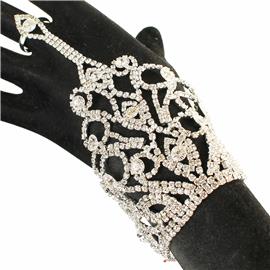 Rhinestones Round-Leaf Bracelet With Ring