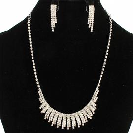 Rhinestone JR Fringed Necklace Set