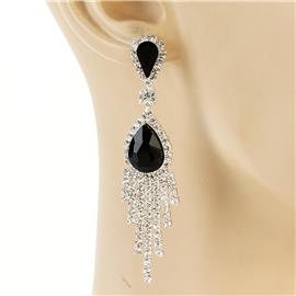 Rhinestones Fringed Tear Earring