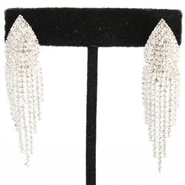 Rhinestones Tear-Fringed Clip-On Earring